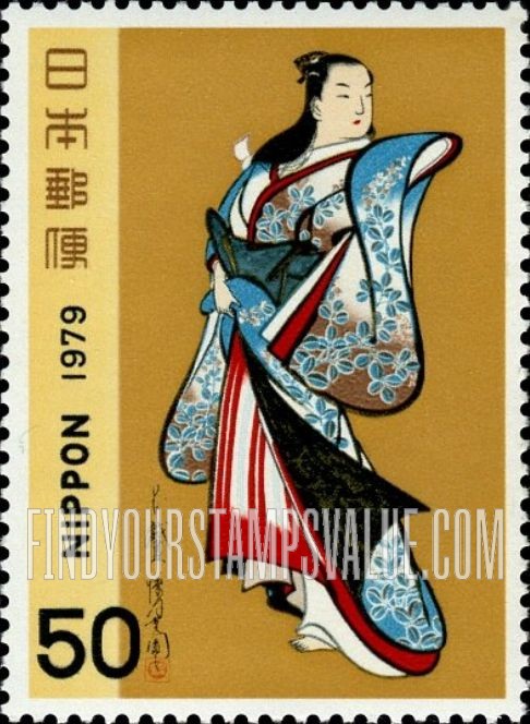 FindYourStampsValue: Standing Beauties, Middle Edo Period - 懐月堂「立美人図」