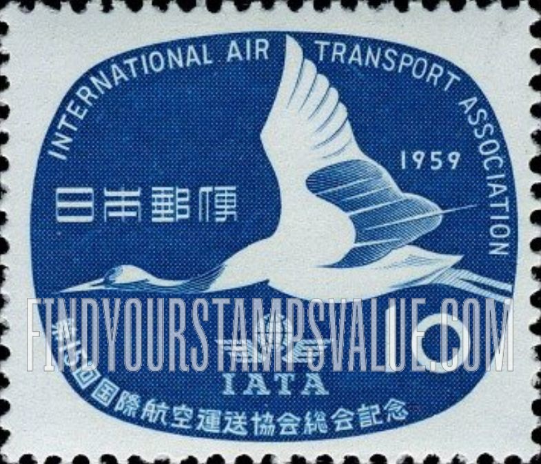 FindYourStampsValue: Japanese Crane, IATA Emblem - 鶴と協会マーク
