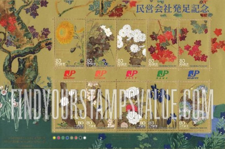 FindYourStampsValue: Establishment of Japan Post Corporation - 民営会社発足記念