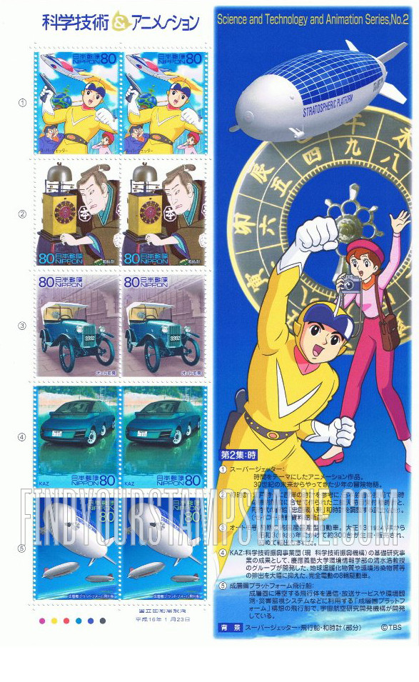 FindYourStampsValue: Science, Technology and Animation - 科学技術とアニメ・ヒーロー・ヒロインシリーズ第２集