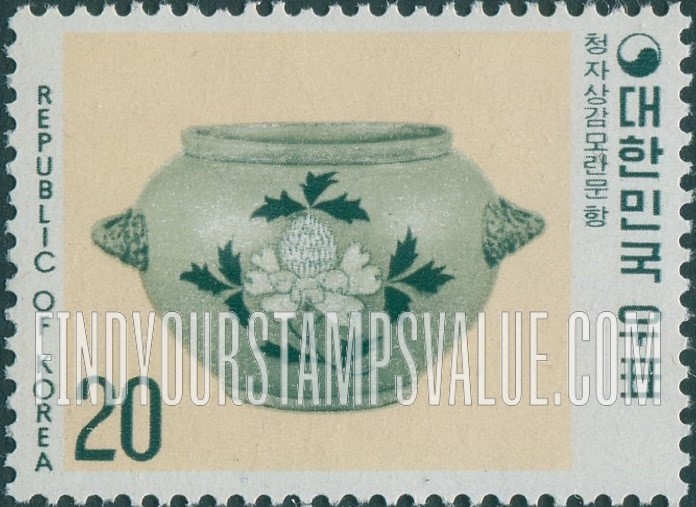 FindYourStampsValue: Celadon Jar with Peonies - 청자상감모란문항