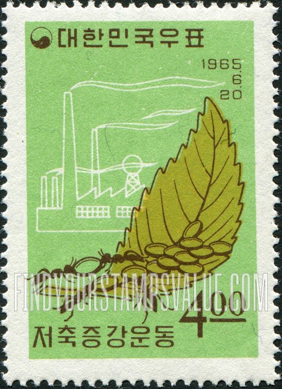 FindYourStampsValue: Factory, Leaf and Ants - 공장, 잎과 개미