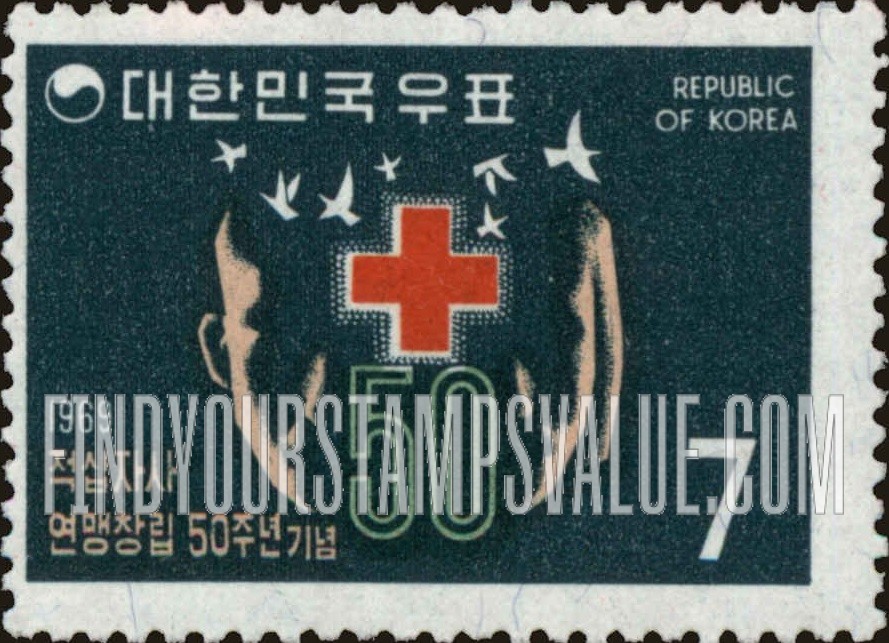 FindYourStampsValue: Red Cross, Faces and Doves - 적십자, 얼굴과 비둘기