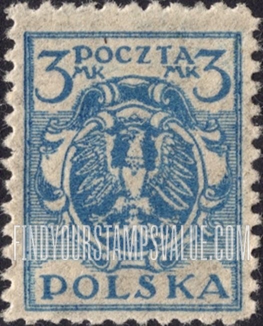 FindYourStampsValue: Eagle and Fasces, Symbolical of United Poland: Type of 1919 Redrawn