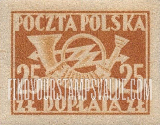 FindYourStampsValue: POSTAGE DUE - Post Horn with Thunderbolts: Type of 1945