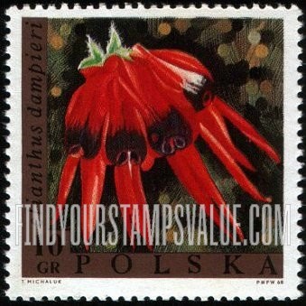 FindYourStampsValue: Exotic Flowers: Clianthus dampieri