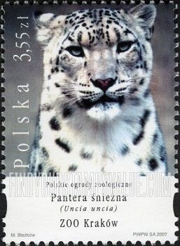 FindYourStampsValue: Animals in Polish Zoos: Uncia uncia, Cracow Zoo