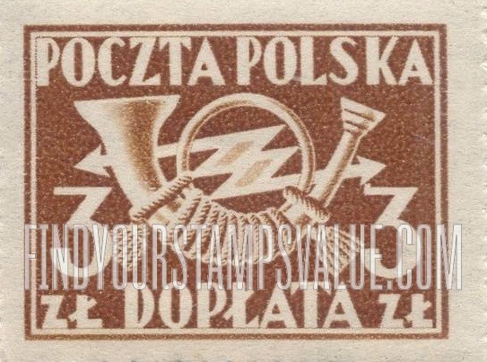 FindYourStampsValue: POSTAGE DUE - Post Horn with Thunderbolts: Type of 1945