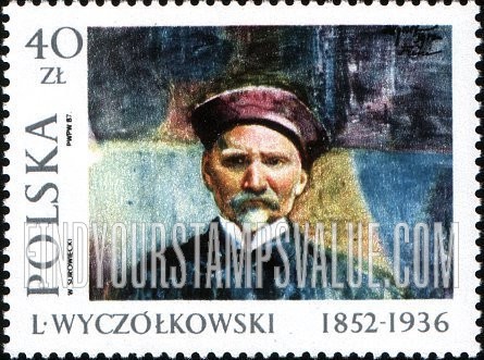 FindYourStampsValue: Paintings by Leon Wyczolkowski (1852-1936): Self-portrait, 1912