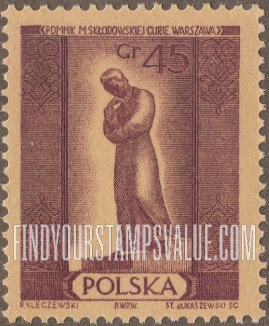 FindYourStampsValue: Warsaw monuments: Marie Sklodowska Curie