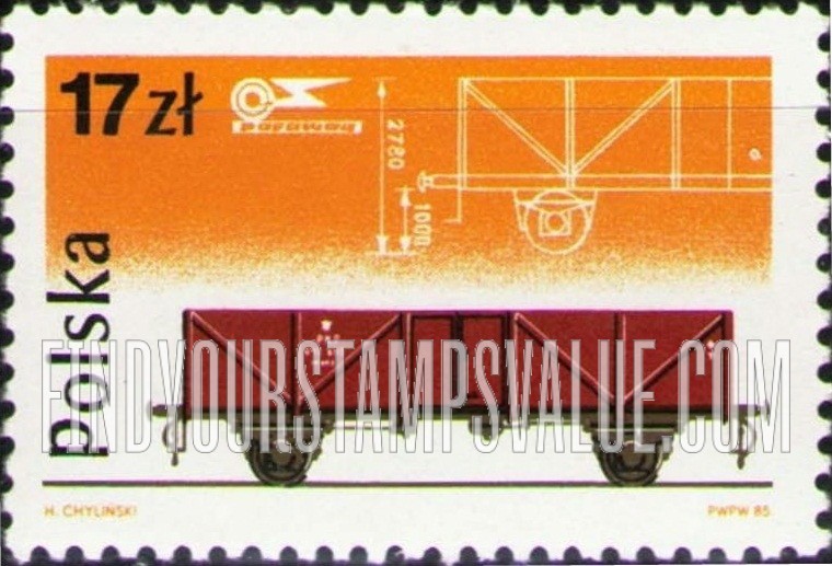 FindYourStampsValue: Pafawag Railway Rolling Stock Co: Two-axle coal car