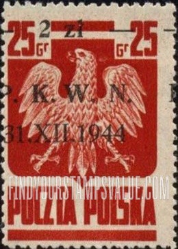 FindYourStampsValue: Polish Eagle: Surcharged in Black