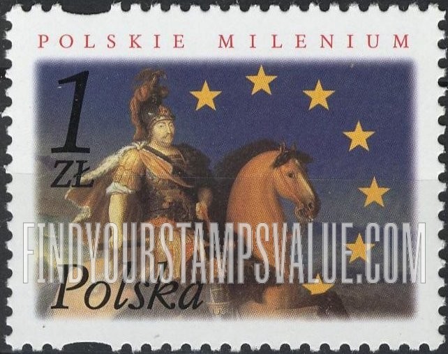 FindYourStampsValue: Millennium: Portrait of Jan III Sobieski, flag of European Union