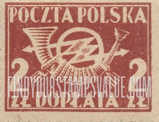 FindYourStampsValue: POSTAGE DUE - Post Horn with Thunderbolts: Type of 1945