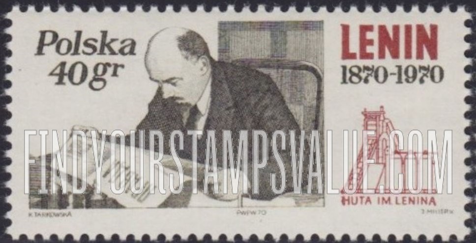 FindYourStampsValue: Lenin in his Kremlin Study, Oct. 1918, and Polish Lenin Steel Mill
