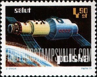 FindYourStampsValue: USSR satellite Salyut over earth