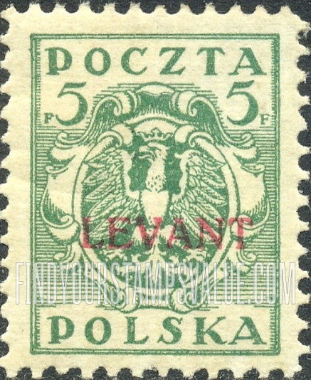 FindYourStampsValue: OFFICES IN THE TURKISH EMPIRE - Eagle and Fasces, Symbolical of United Poland: Stamps of Poland 1919, Overprinted in Carmine