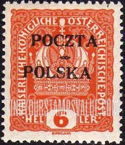 FindYourStampsValue: Imperial crown: Austrian Stamps of 1916-18 Overprinted