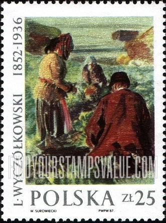 FindYourStampsValue: Paintings by Leon Wyczolkowski (1852-1936): Harvesting Beetroot, 1910, vertical