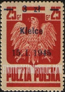 FindYourStampsValue: Polish Eagle: Surcharged in Blue
