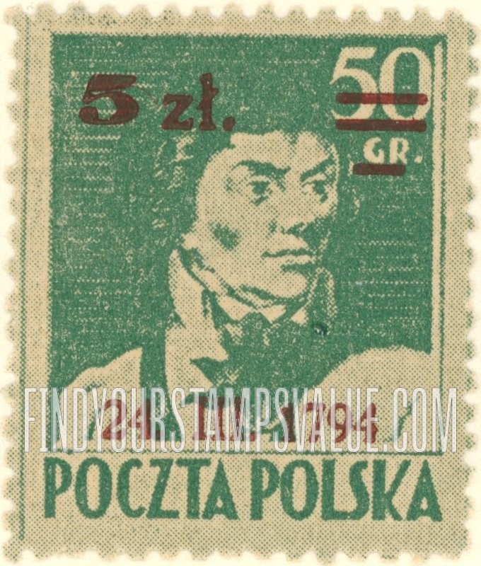 FindYourStampsValue: Tadeusz Kosciuszko: Surcharged in Red