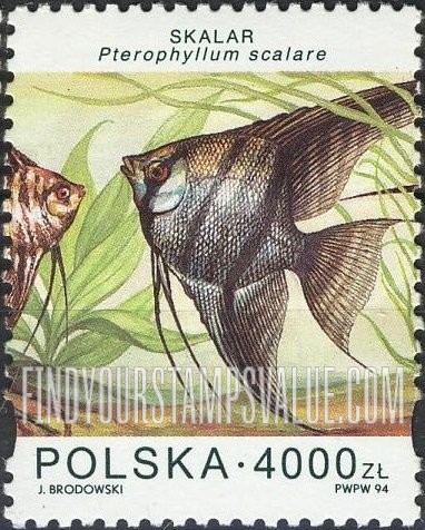FindYourStampsValue: Aquarium Fish: Pterophyllum scalare