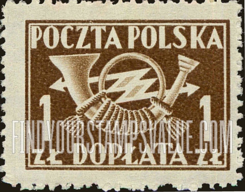 FindYourStampsValue: POSTAGE DUE - Post Horn with Thunderbolts: Type of 1945