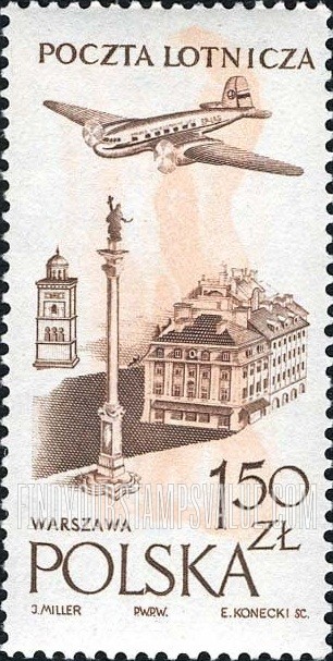 FindYourStampsValue: AIR POST - Plane over Castle Square, Warsaw