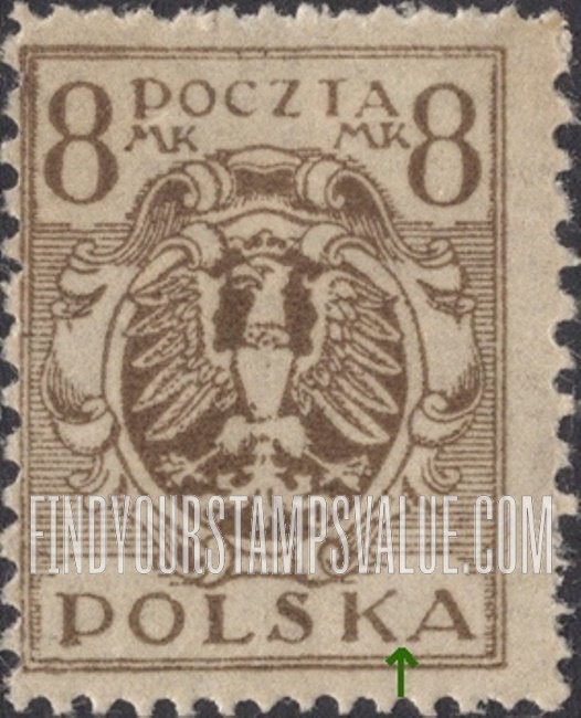 FindYourStampsValue: Eagle and Fasces, Symbolical of United Poland: Type of 1919 Redrawn