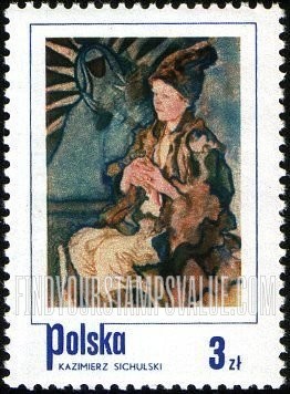 FindYourStampsValue: Polish paintings of Children: Peasant Boy, by Kazimierz Sichulski