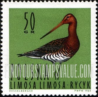 FindYourStampsValue: Waterfowl: Black-tailed godwit