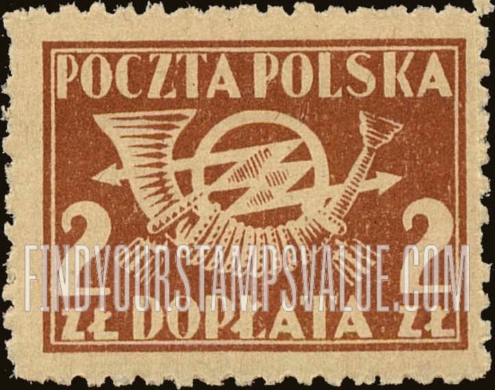 FindYourStampsValue: POSTAGE DUE - Post Horn with Thunderbolts