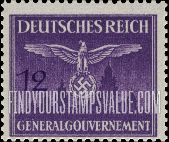 FindYourStampsValue: OCCUPATION OFFICIAL - Nazi Emblem and Cracow Castle