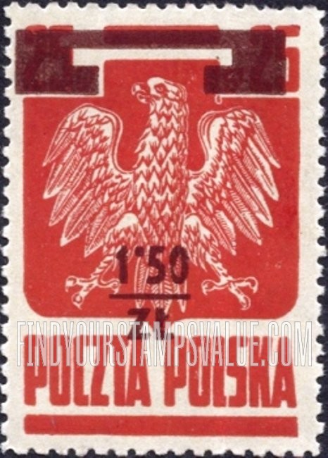 FindYourStampsValue: Polish Eagle: Surcharged in Brown