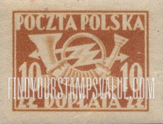 FindYourStampsValue: POSTAGE DUE - Post Horn with Thunderbolts: Type of 1945
