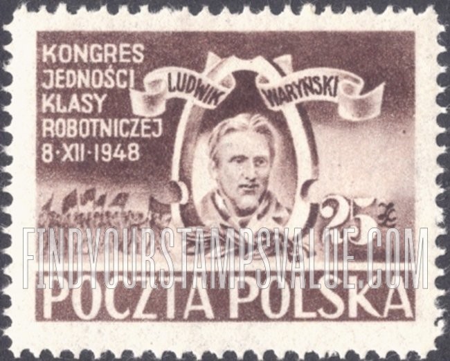 FindYourStampsValue: Ludwig Warynski: “Kongres Jednosci Klasy Robotniczej 8. XII. 1948