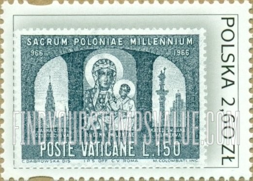 FindYourStampsValue: Foreign Stamps Depicting Polish Subjects: Vatican City (Black Madonna of Czestochowa)