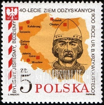 FindYourStampsValue: Regional maps and: Prince Boleslaw Krzywousty (1085-1138)