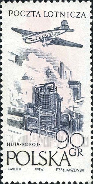 FindYourStampsValue: AIR POST - Plane over “Peace” Steelworks