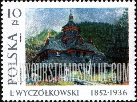 FindYourStampsValue: Paintings by Leon Wyczolkowski (1852-1936): Wood Church, 1910