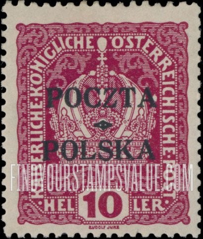 FindYourStampsValue: Imperial crown: Austrian Stamps of 1916-18 Overprinted