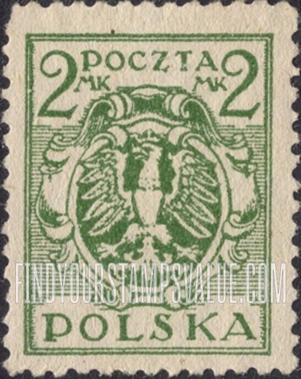 FindYourStampsValue: Eagle and Fasces, Symbolical of United Poland: Type of 1919 Redrawn