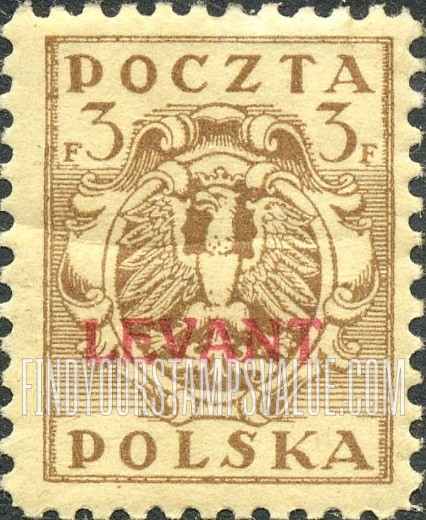 FindYourStampsValue: OFFICES IN THE TURKISH EMPIRE - Eagle and Fasces, Symbolical of United Poland: Stamps of Poland 1919, Overprinted in Carmine