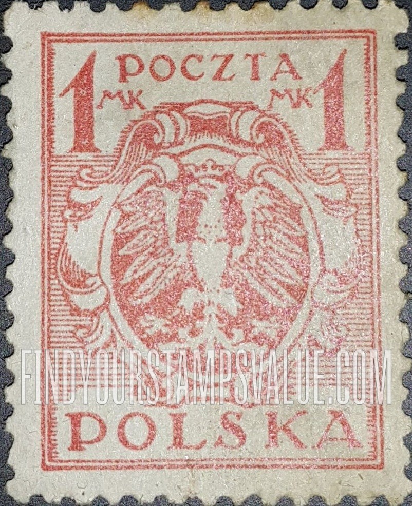 FindYourStampsValue: Eagle and Fasces, Symbolical of United Poland: Type of 1919 Redrawn