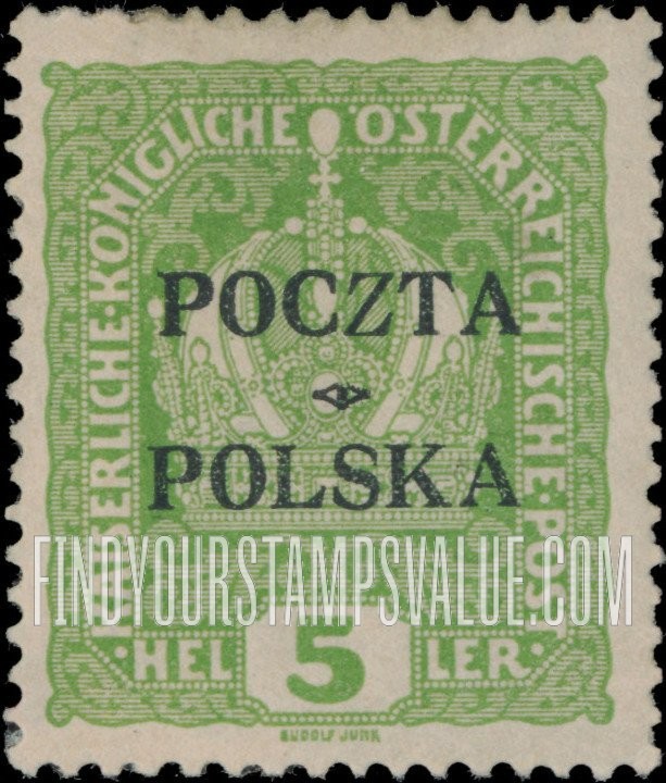 FindYourStampsValue: Imperial crown: Austrian Stamps of 1916-18 Overprinted