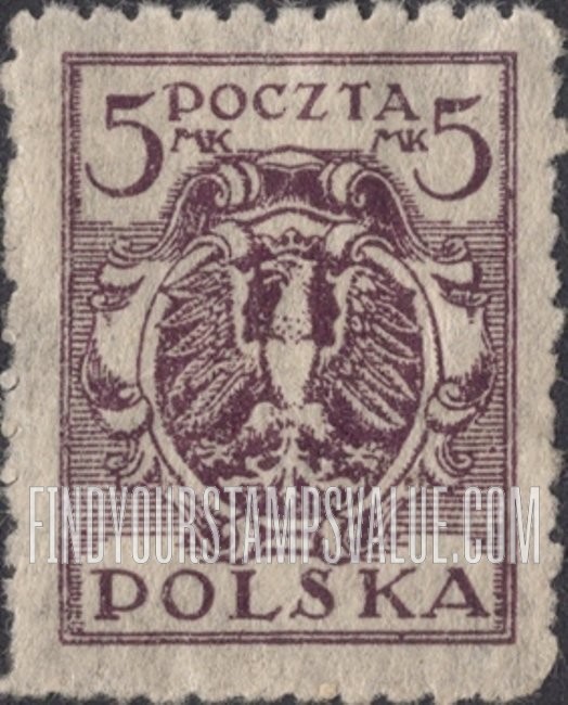 FindYourStampsValue: Eagle and Fasces, Symbolical of United Poland: Type of 1919 Redrawn