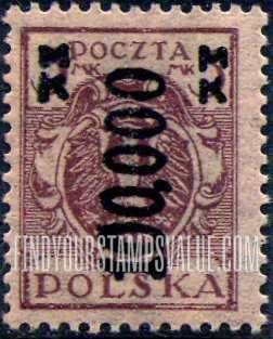 FindYourStampsValue: Eagle and Fasces, Symbolical of United Poland: Type of 1919 Issue Surcharged with New Value