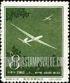 FindYourStampsValue: Sports-aviation publicity: Gliders over trees - 航空体育运动宣传: 滑翔树木以上