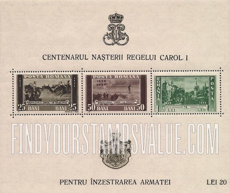 FindYourStampsValue: Prince Carol at Calatorie, 1866, At Calafat and Sigmaringen and Peles Castles