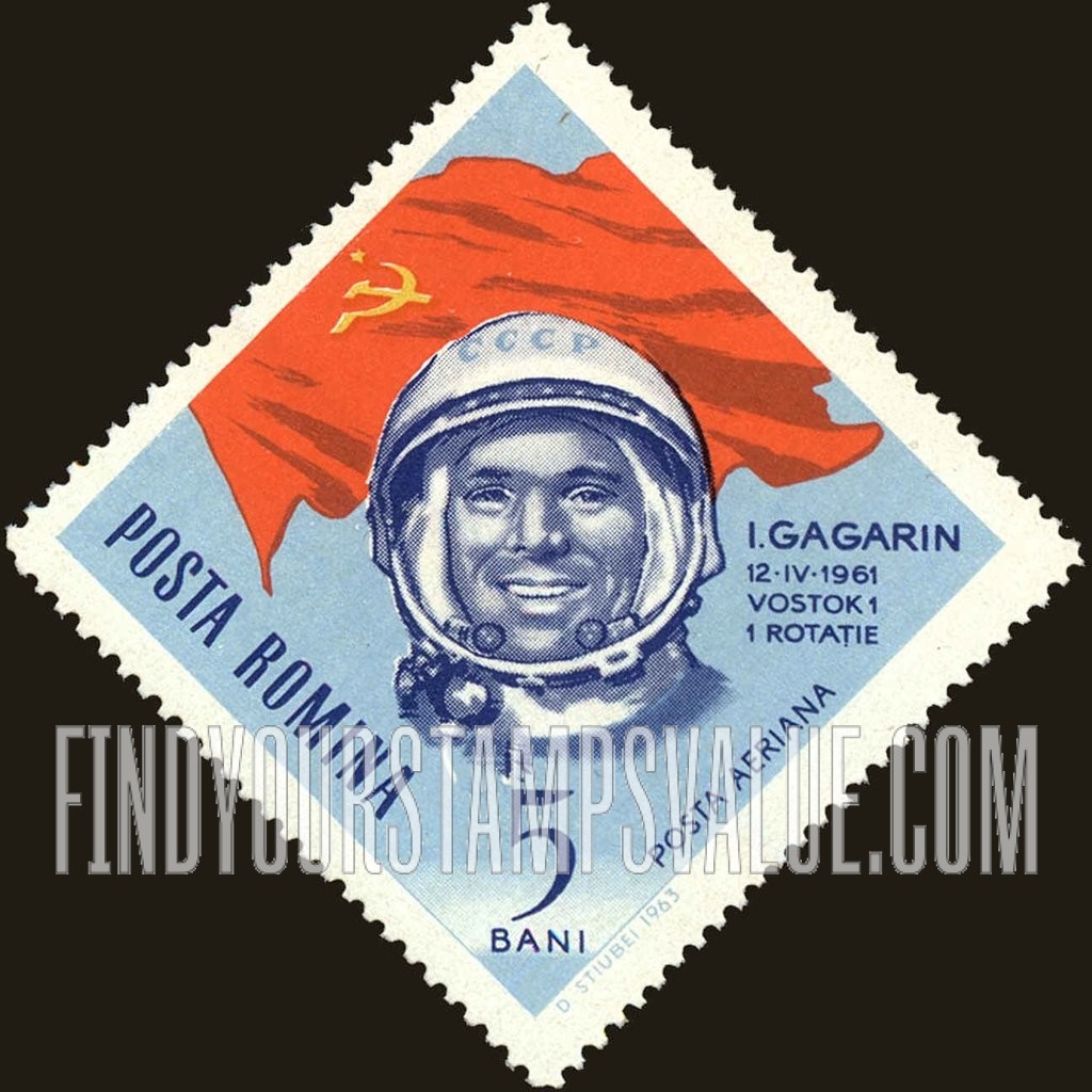FindYourStampsValue: AIR POST STAMPS - Astronauts and flag: Yuri A. Gagarin